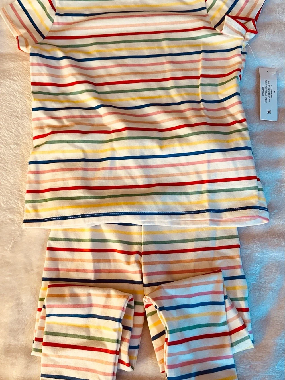 wonder nation White Multi Rainbow Stripe Kids Pajama Set